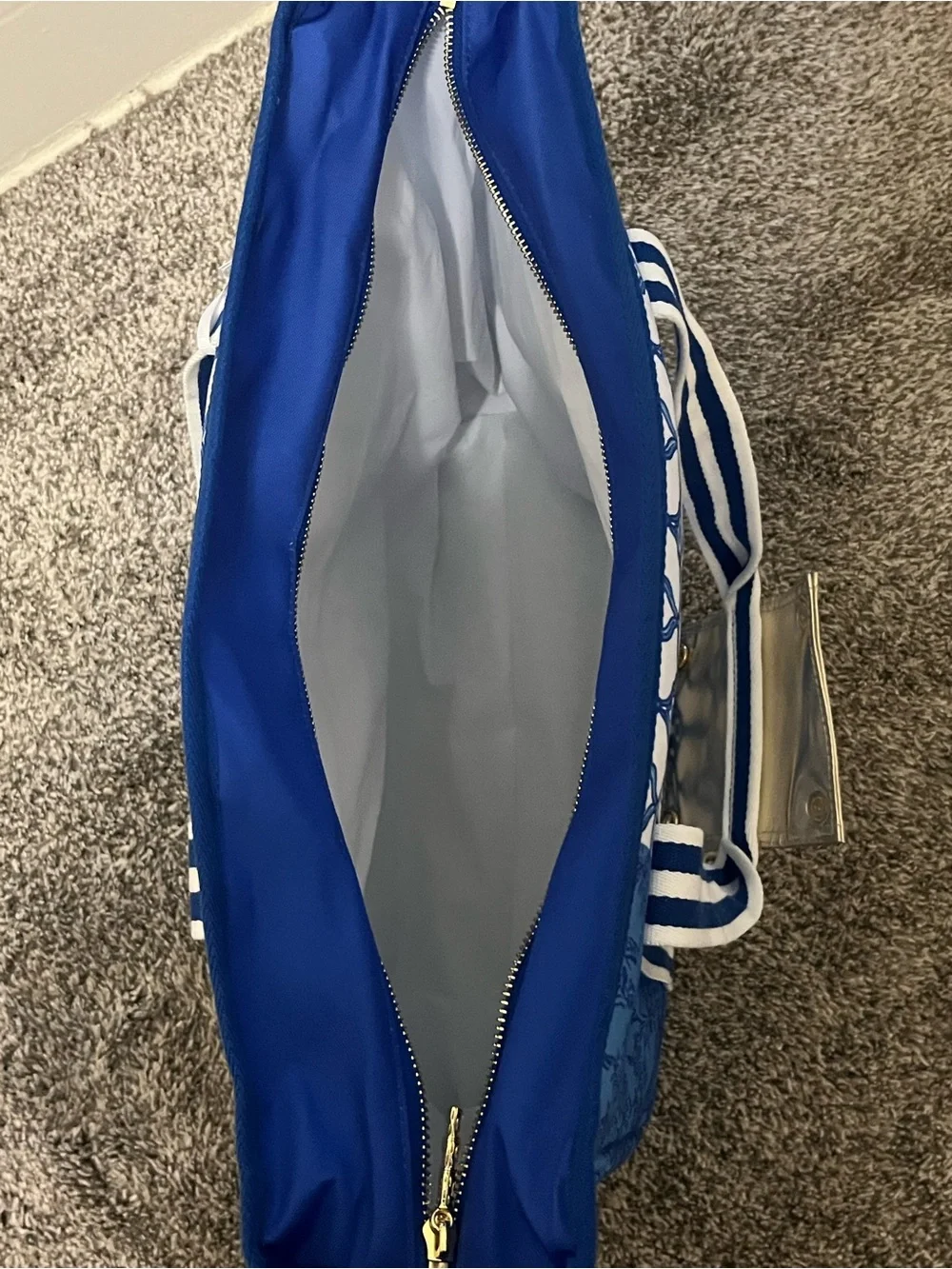 Lilly Pulitzer Blue and White Patterned Tote with Detachable Pouch & Strap